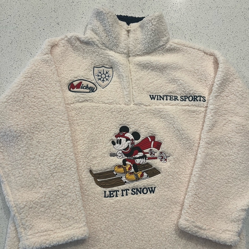 Mickey Mouse Disney Cream Pullover Sherpa 2X Women's